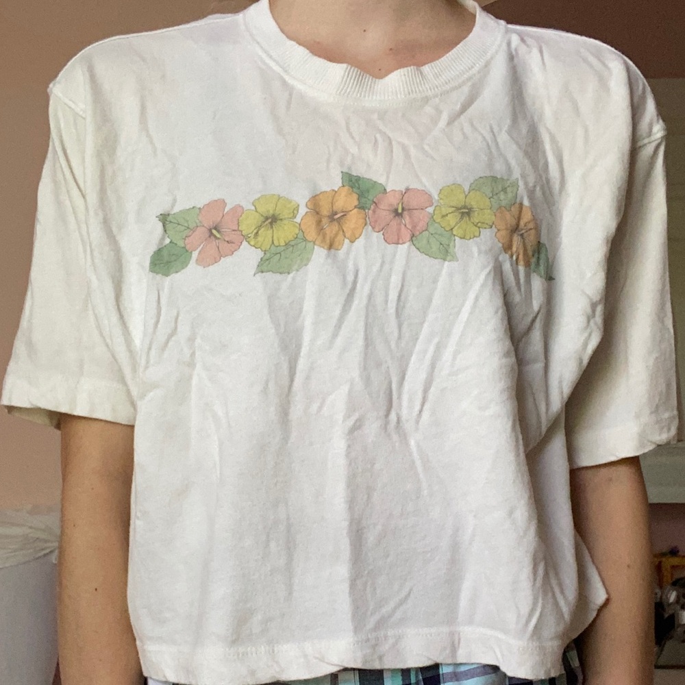 tropical flower print crop top
